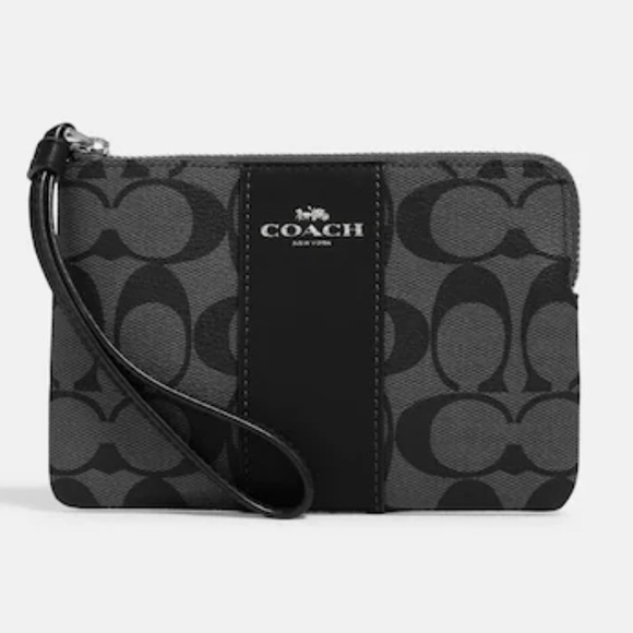 Coach Handbags - Coach Corner Zip Wristlet In Signature Canvas